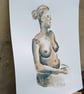 Female Nude Original Watercolour Art Painting  - Image 4