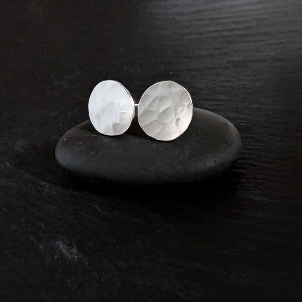Sterling silver disc stud earrings, Handmade Urban Designed Jewellery