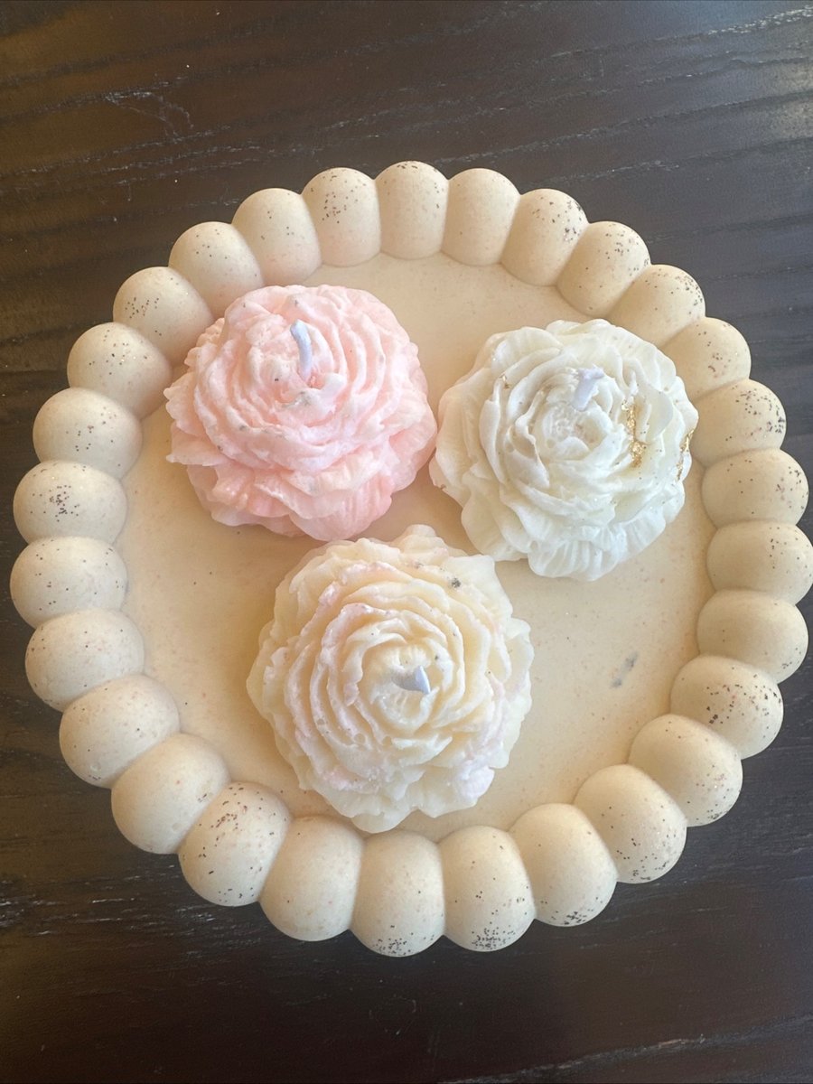 Handmade Tray & Soy Flower Candle – Unique Home Décor Set