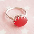 Sterling Silver and Red Seaglass Ring