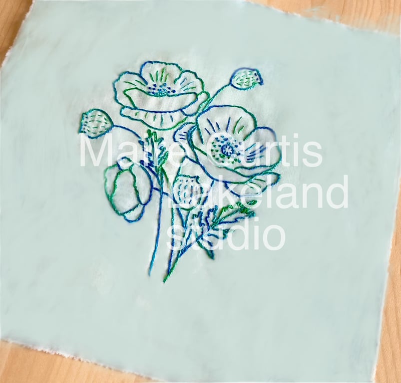 Aqua Poppy Embroidery Kit