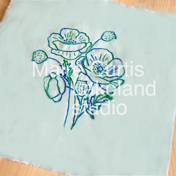 Aqua Poppy Embroidery Kit