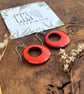 Handmade Ceramic Hoop Earrings, Bright Orange Clay Hoops, Made From Foraged Clay