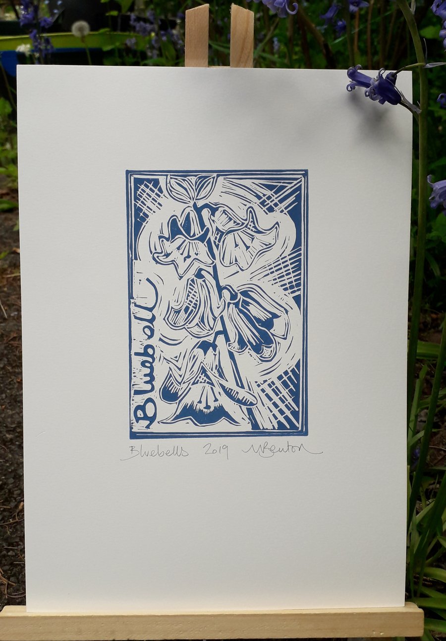 'Bluebells' Lino Print