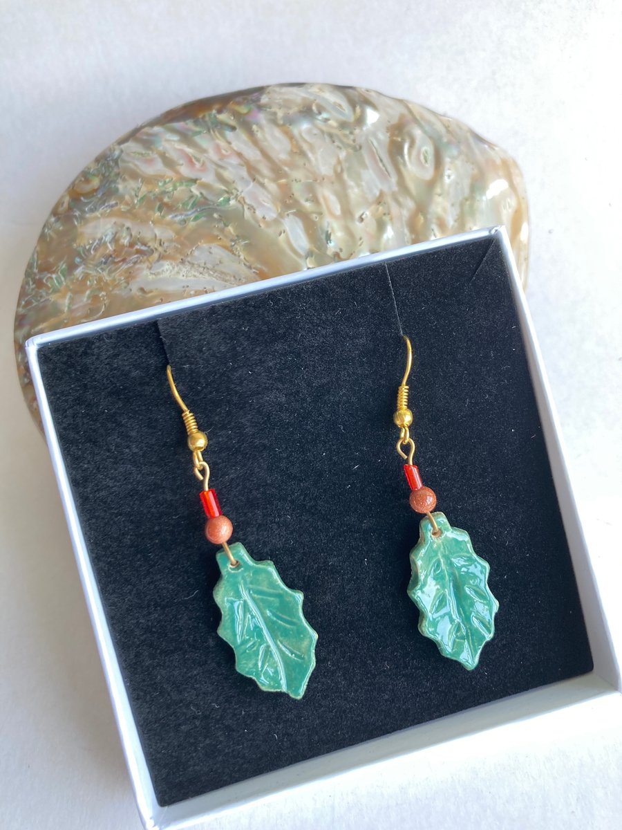 Ceramic Holly Earrings