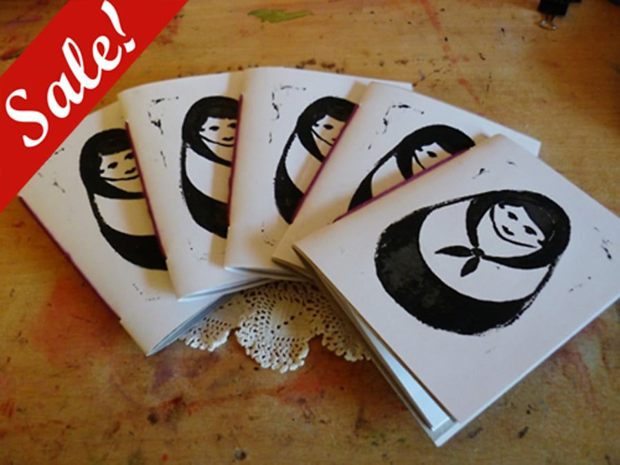 Sale - 50% off! - Russian Doll Lino Notebooks