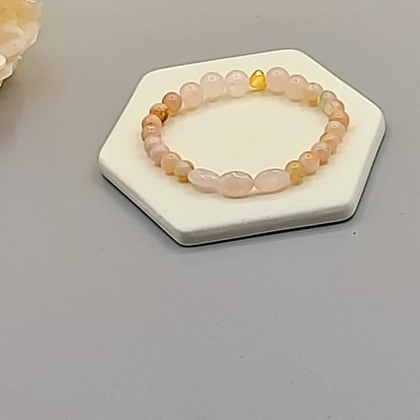 CHERRY BLOSSOM AND ROSE QUARTZ BRACELET