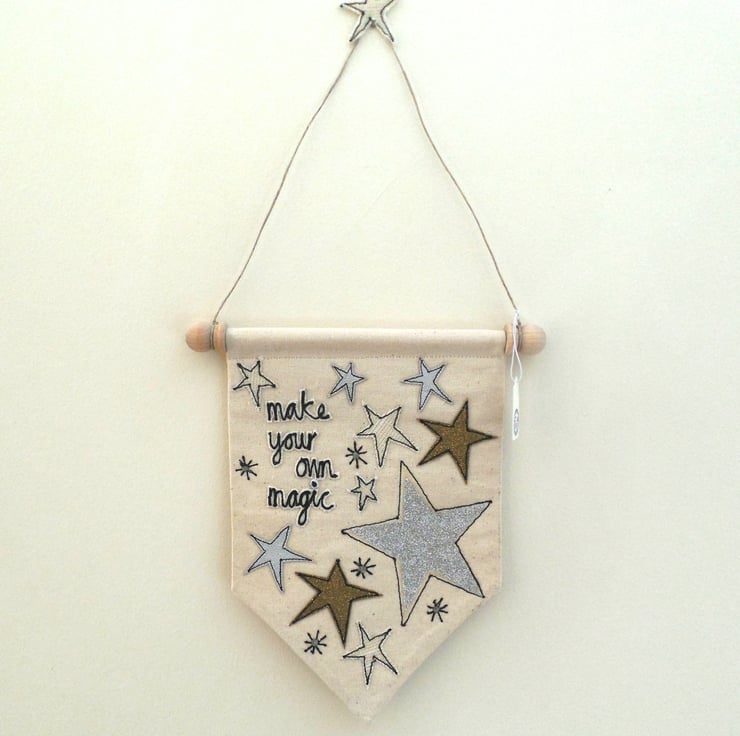 'make your own magic' 2 Textile Banner - Folksy