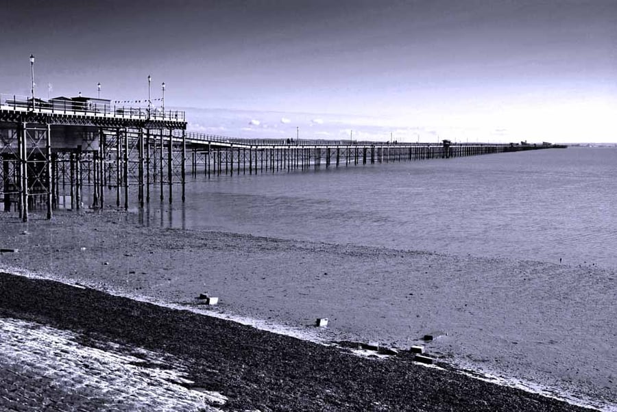 Southend on Sea Pier Three Shells Beach Essex UK 18"x12" Print