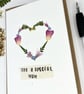 Handmade Real Pressed Flower Heart, Mother's Day, Birthday Card  - Image 2