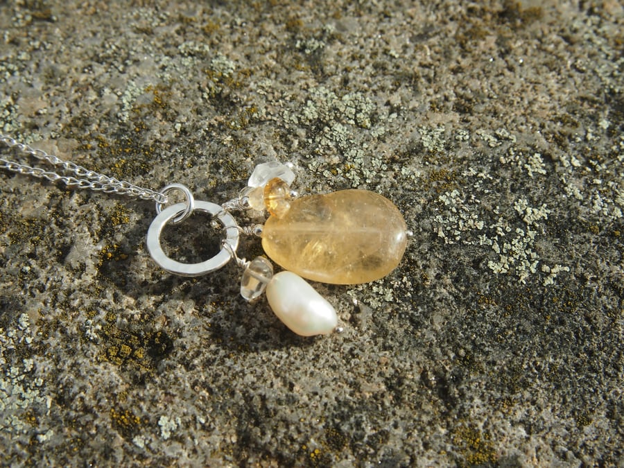 Citrine  and sterling silver "Abundance" pendant