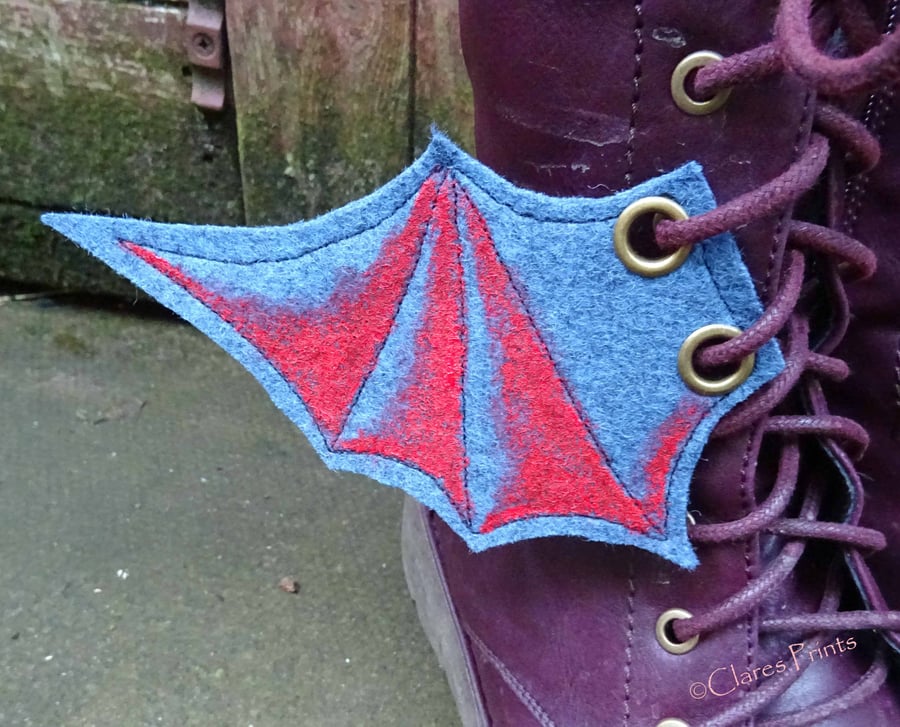 Steampunk Fabric Boot Wings Bat Wings Blue Red Cosplay
