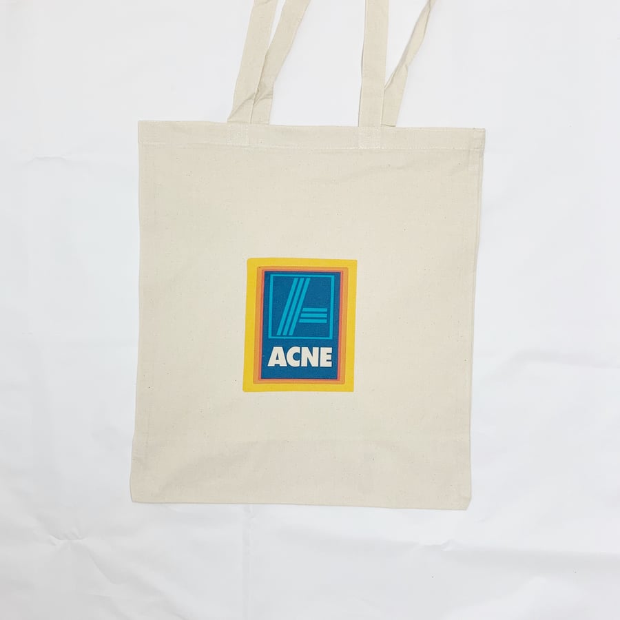Aldi Acne Studios Canvas Tote Bag Joke Parody of High End Designer Brand Funny W