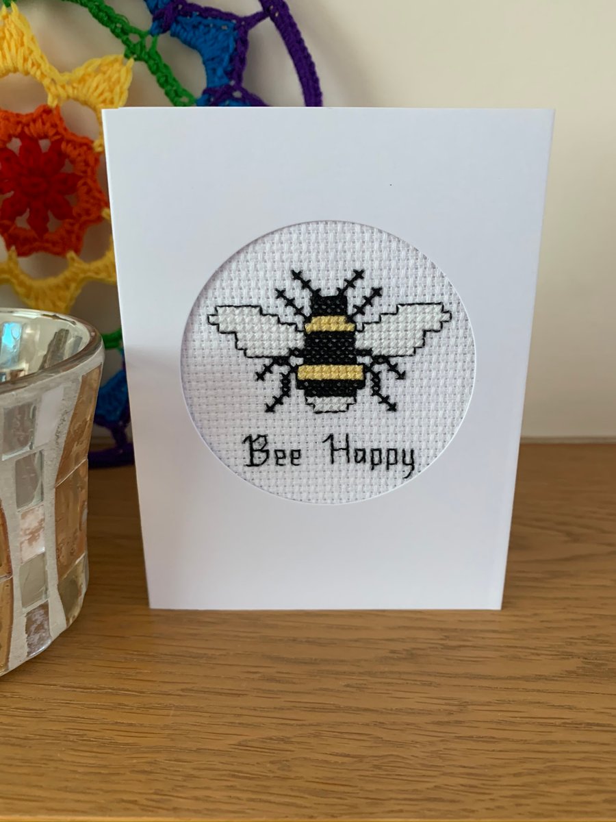 Cross Stitch Bee Happy Card 
