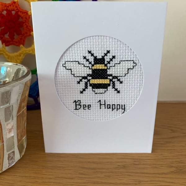 Cross Stitch Bee Happy Card 