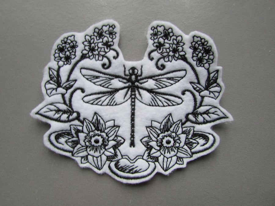 Dragonfly Embroidered Sew on Applique Patch