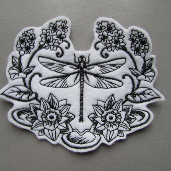 Dragonfly Embroidered Sew on Applique Patch