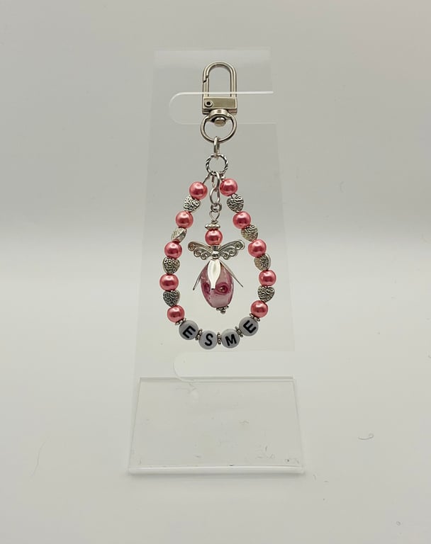 Unique Personalised Keepsake Bag Charm Keyring Guardian Angel 