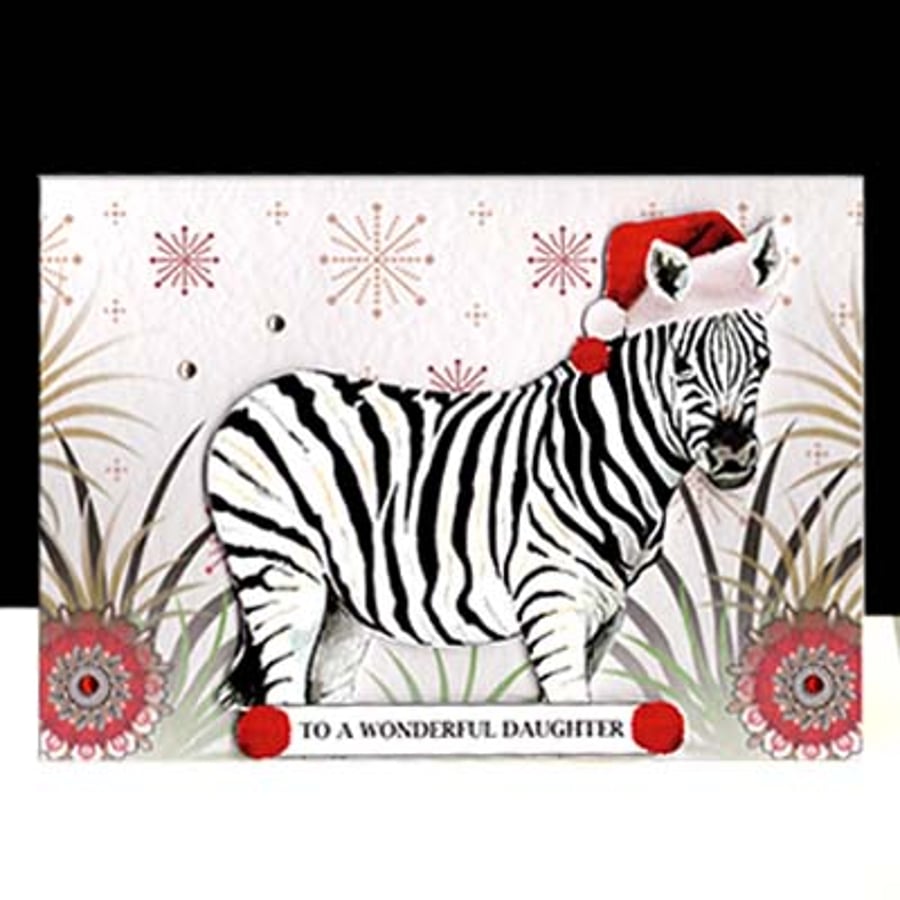 A fun Zebra Happy Christmas Daughter Handmade Card