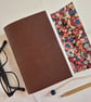 A6 Brown Leather Journal, lined with Bubble Marble Paper, A6