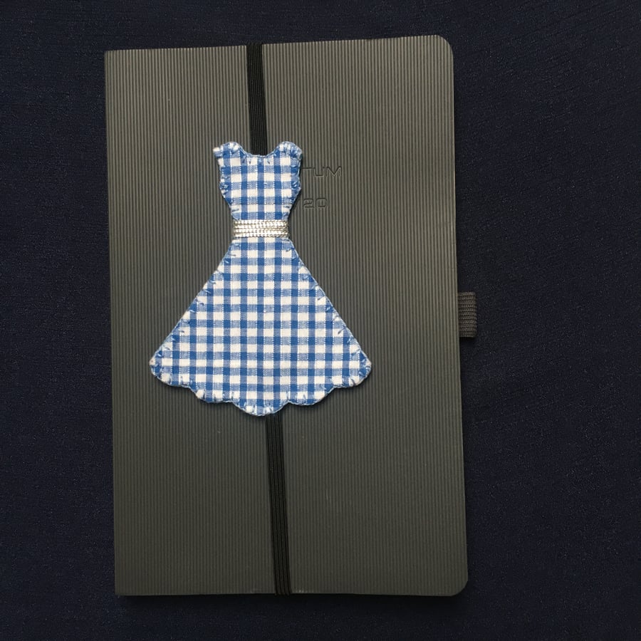 SECONDS SUNDAY Blue and White Gingham Dress Elastic Bookmark