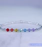Bracelet rainbow chakra sterling silver and Swarovski handmade stretchy - Image 2