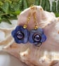 Designer Blue Mother of Pearl & Shell Pearl Necklace & Earrings Set Gold Plated - Image 2