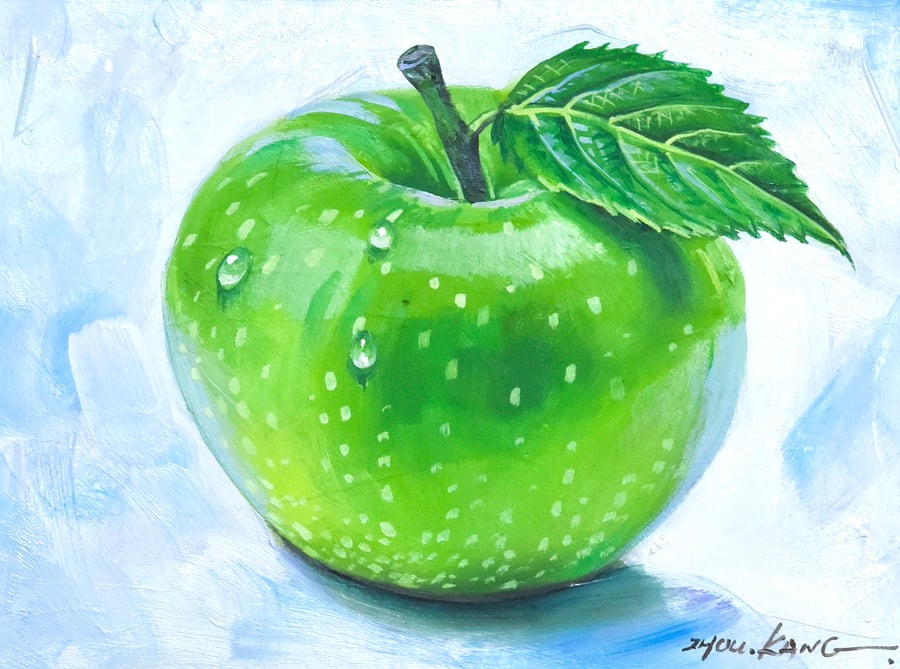 Apple Oil Painting – Original & One of a Kind – Fun & Delightful