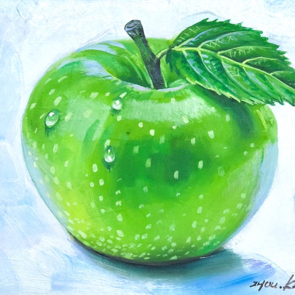 Apple Oil Painting – Original & One of a Kind – Fun & Delightful