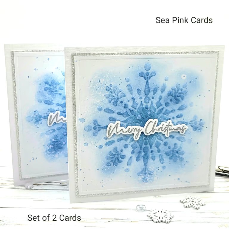 Snowflake Christmas Cards - set of 2 - embossed textured blank inside