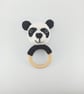 Crochet Panda Teether: Wooden Rattle Ring, Newborn Gift - Image 5
