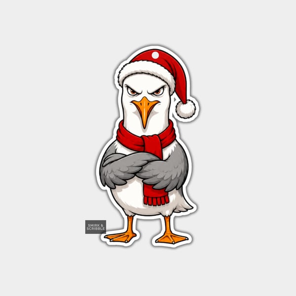 Unique Funny Christmas Gift Tags For Adults, 6pk - Unimpressed Grumpy Seagull