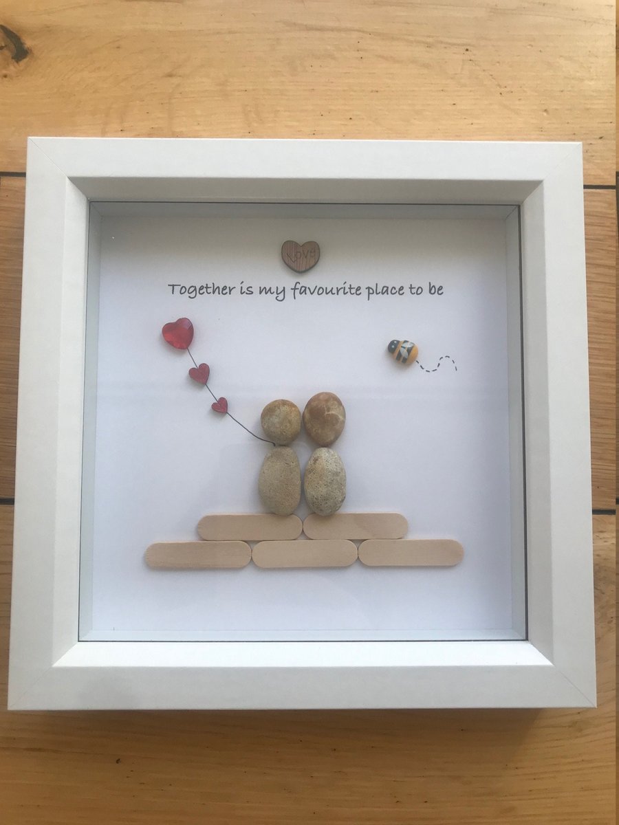 Valentine's Day Pebble Art Frame, Personalised Valentine's Day Gift, Valentines 