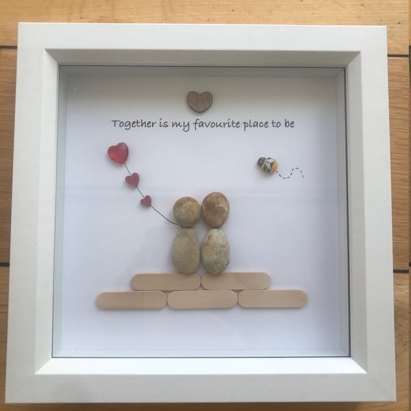 Valentine's Day Pebble Art Frame, Personalised Valentine's Day Gift, Valentines 