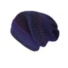 Blueberry slouchy beanie hat, chunky knit hat, one size fits all, acrylic yarn