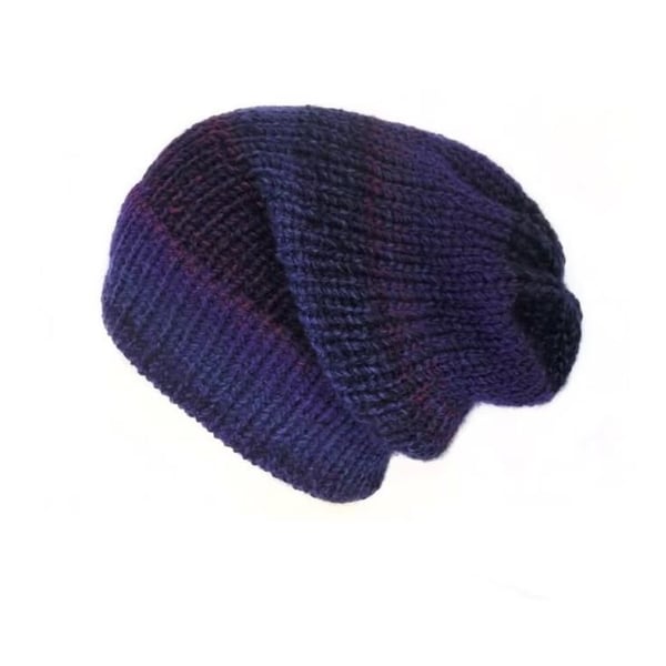 Blueberry slouchy beanie hat, chunky knit hat, one size fits all, acrylic yarn
