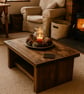 Rustic Reclaimed Wood Coffee Table - Handmade Solid Timber Table 90cm - Image 8