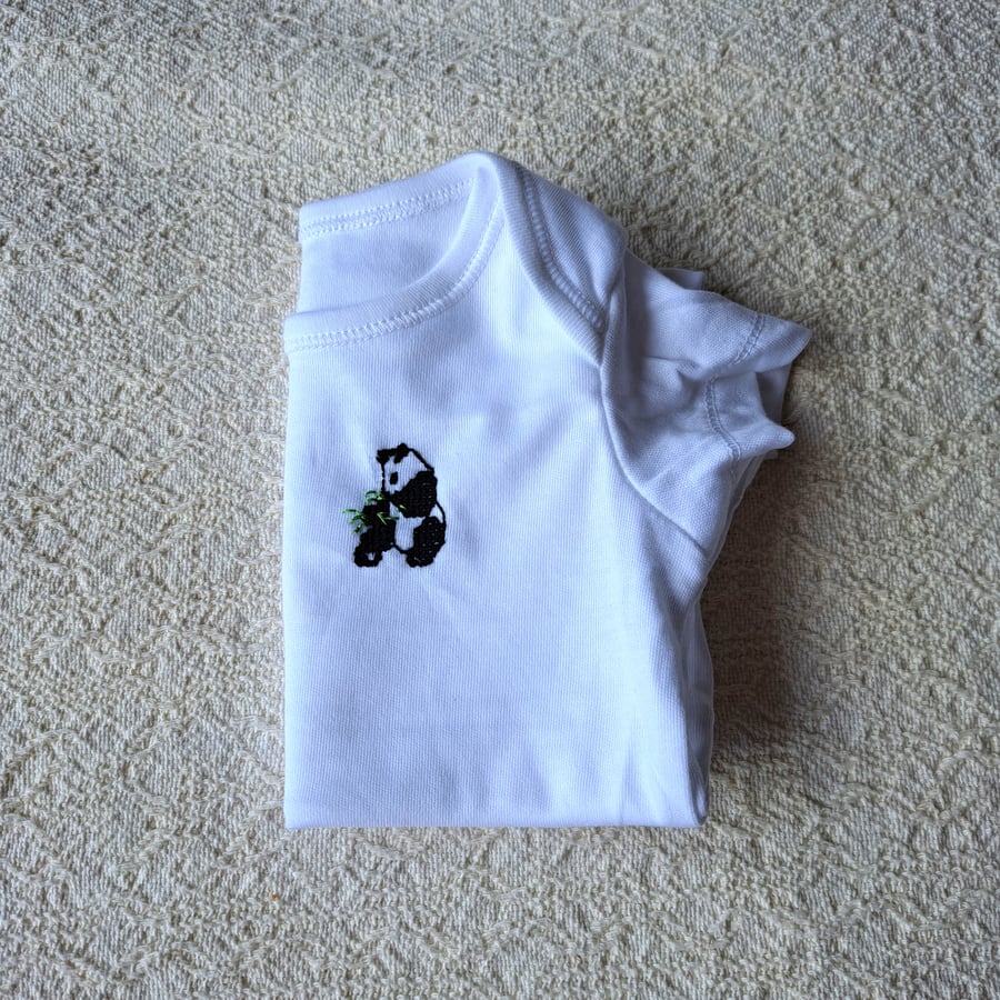 Panda, vest, age 0-3 months, hand embroidered