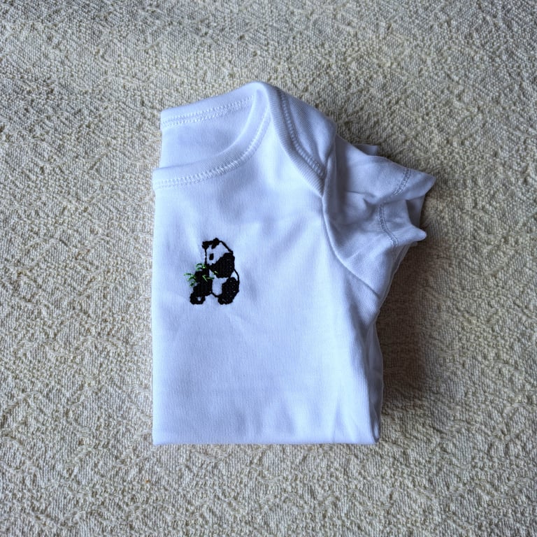 Panda, vest, age 0-3 months, hand embroidered