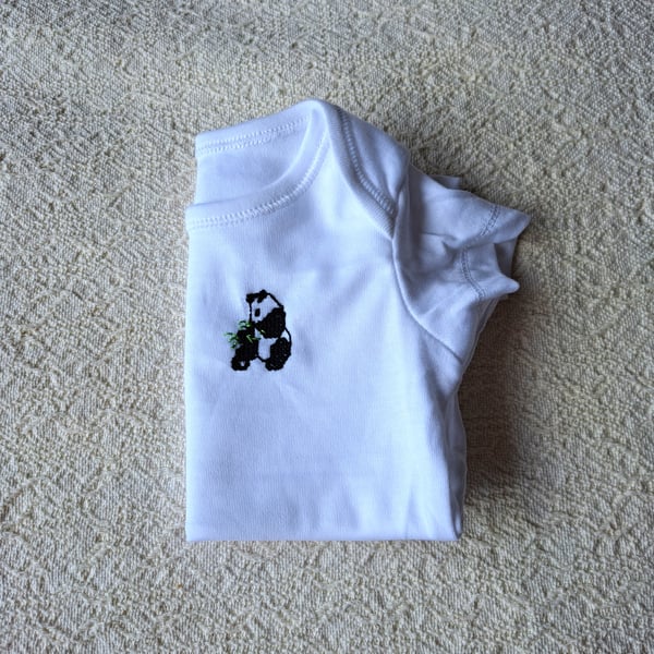 Panda, vest, age 0-3 months, hand embroidered