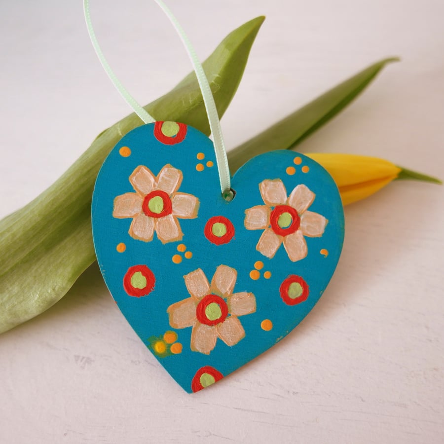 Turquoise Hanging Heart, Valentine's Day Gift, Easter Spring Decor