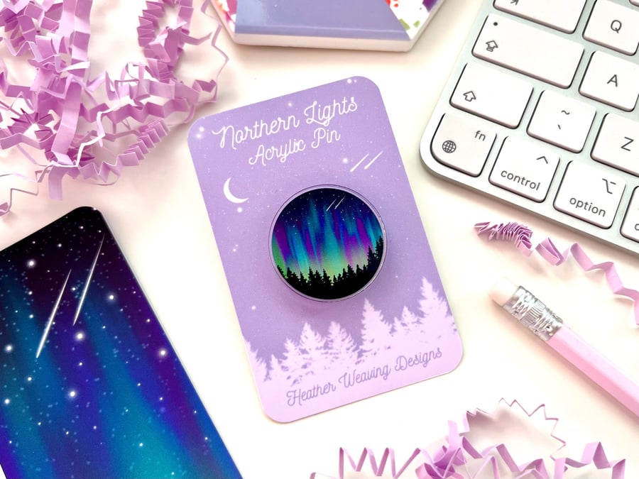 Aurora Borealis Northern Lights Acrylic Pin