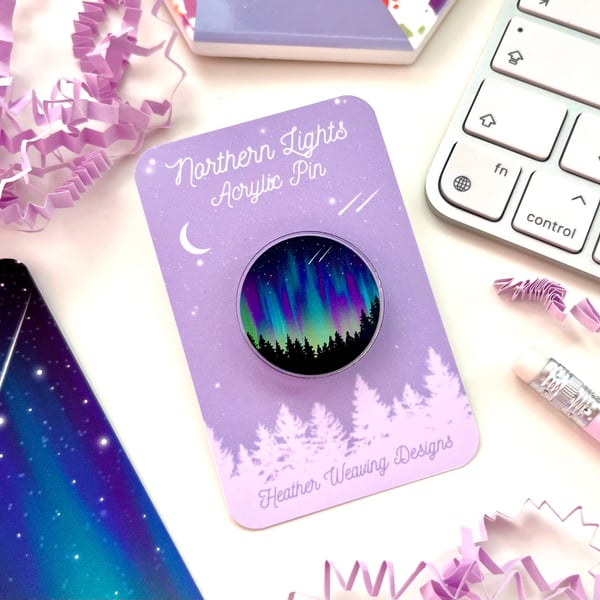 Aurora Borealis Northern Lights Acrylic Pin