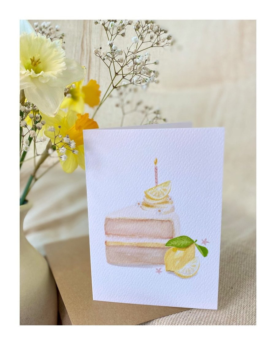 Delicious Lemon Cake Greeting Card for a variety of occasions with Bio Glitter