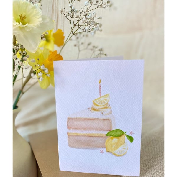 Delicious Lemon Cake Greeting Card for a variety of occasions with Bio Glitter