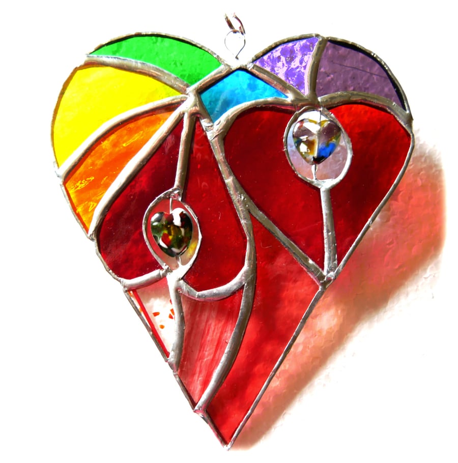 Heart of Hearts Rainbow Suncatcher Stained Glass 065
