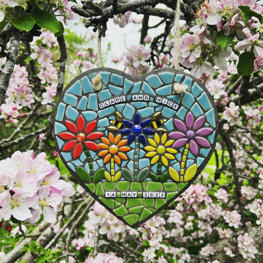 Handmade Personalised Wedding Mosaic Gift for The Bride and Groom