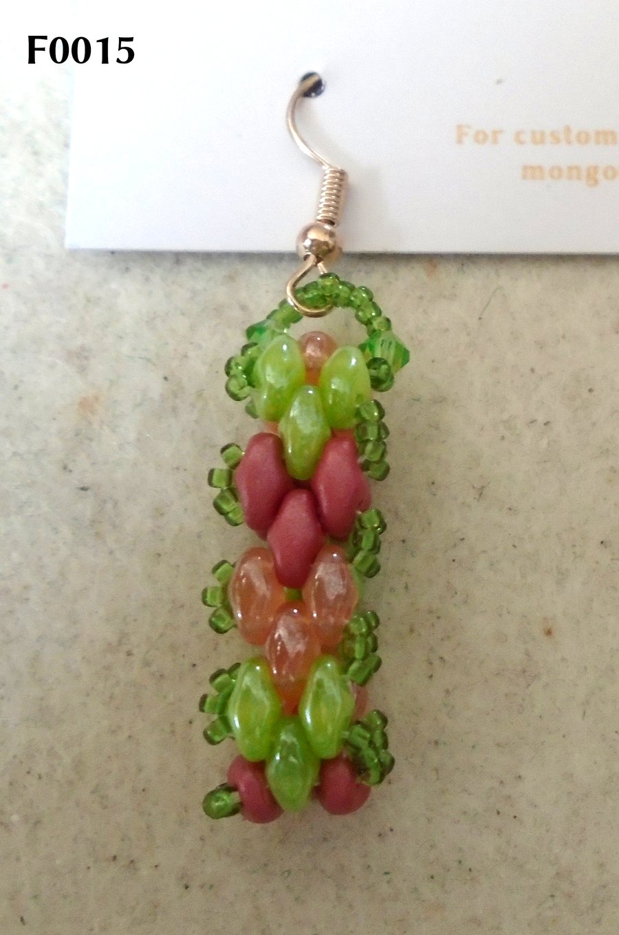 Brickwork-pattern bead earrings (customisable)