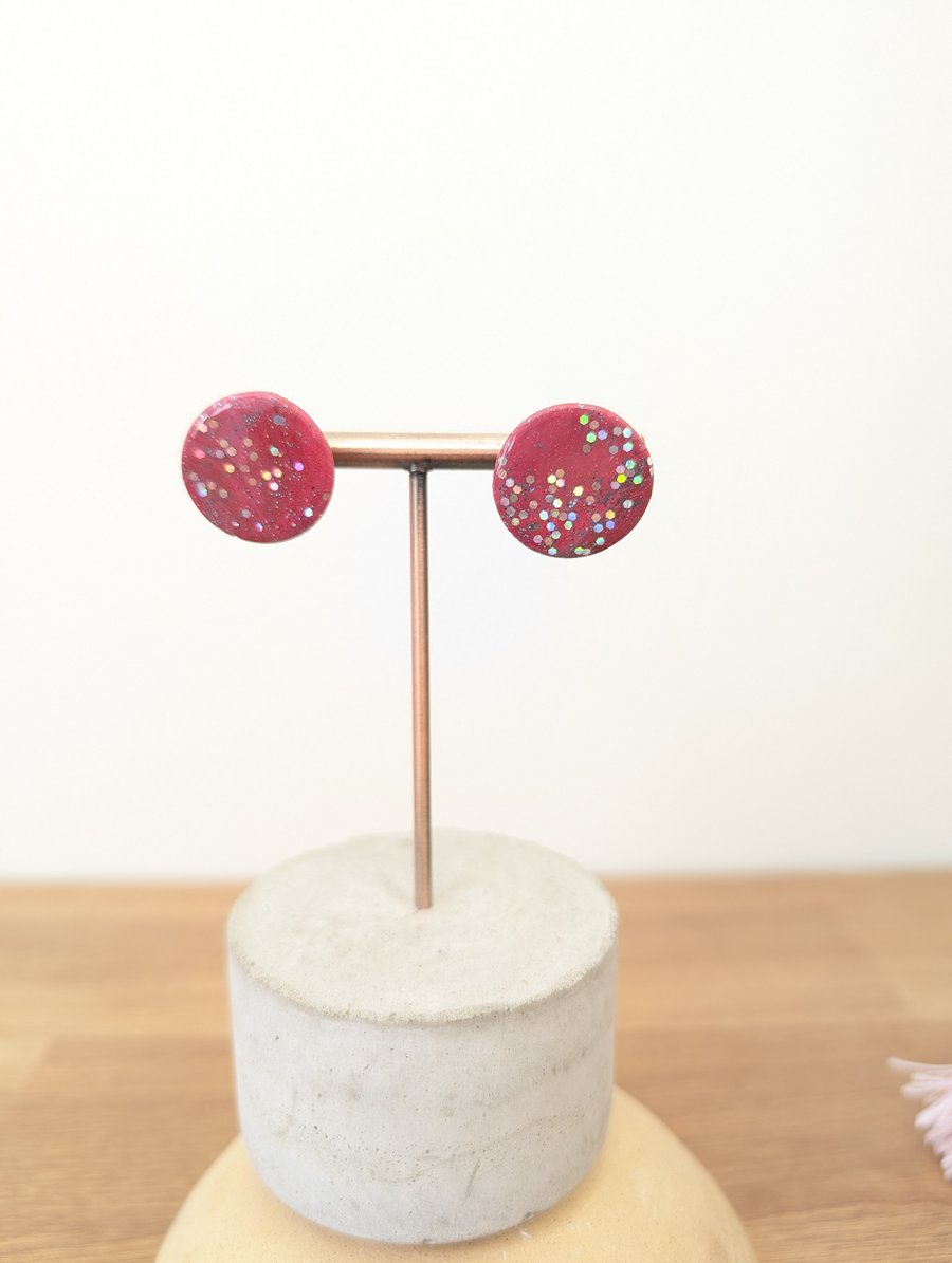 Hot pink glitter earrings 