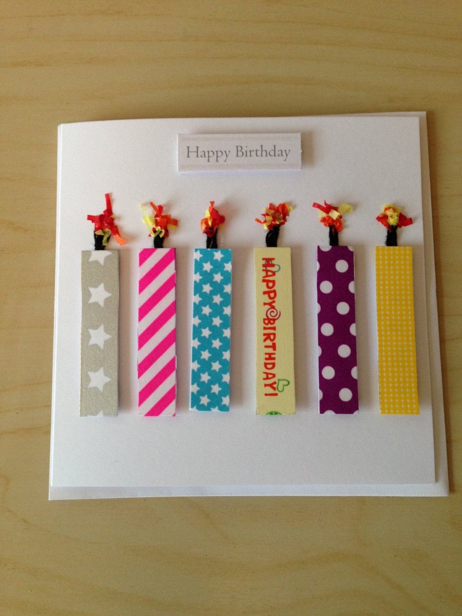 Washi Tape Candles Birthday Card